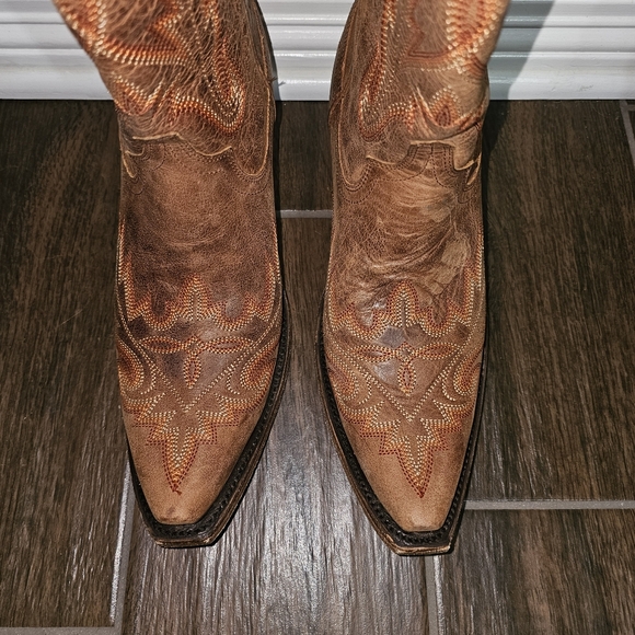 Lane Lexington Burnt Caramel Crackle Snip Toe Boot Women's 9 - Picture 3 of 7